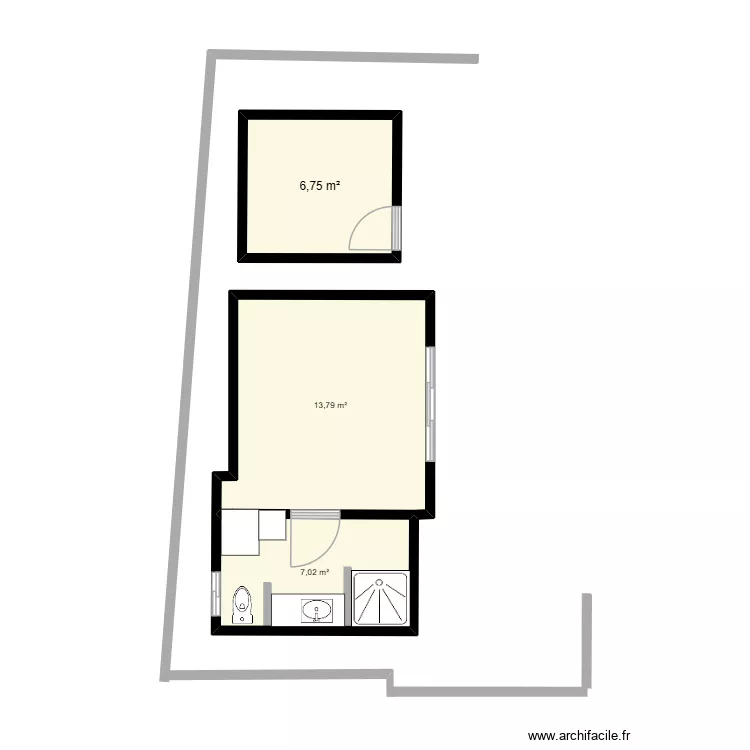 Villa 2 - Kedungu - Bagunan V2 - FREE. Plan de 3  et 28 m²