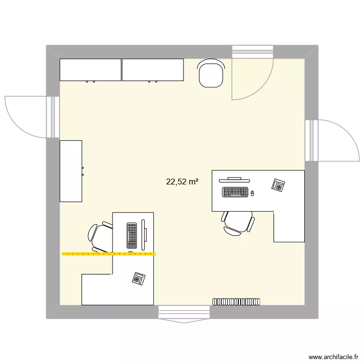 rh plan bureau. Plan de 1  et 23 m²