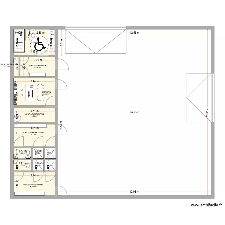salle sport puget. Plan de 14  et 216 m²