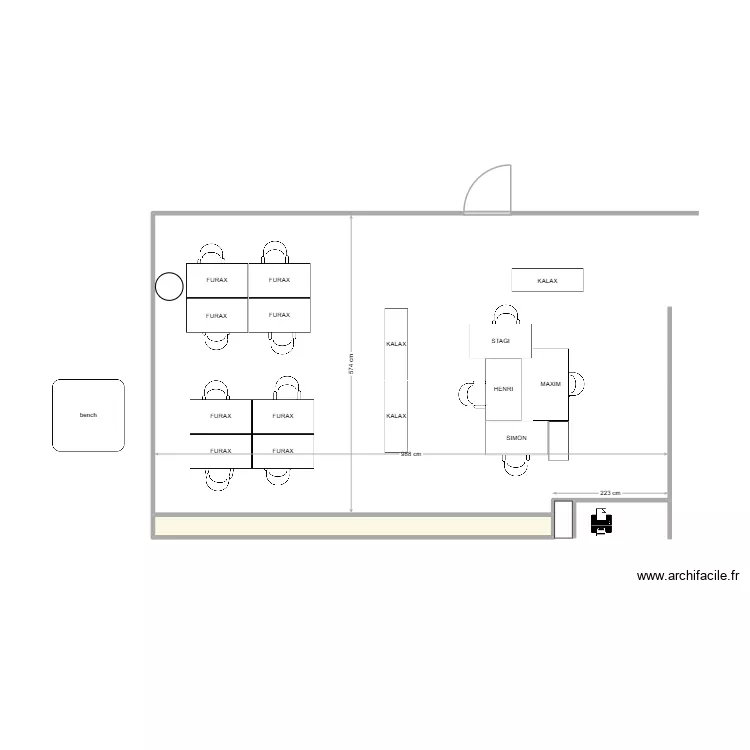 ESPACE FURAX 2. Plan de 1  et 3 m²