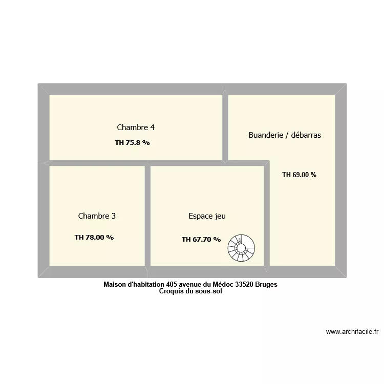 1013 plan sous-sol. Plan de 4 pièces et 25 m²