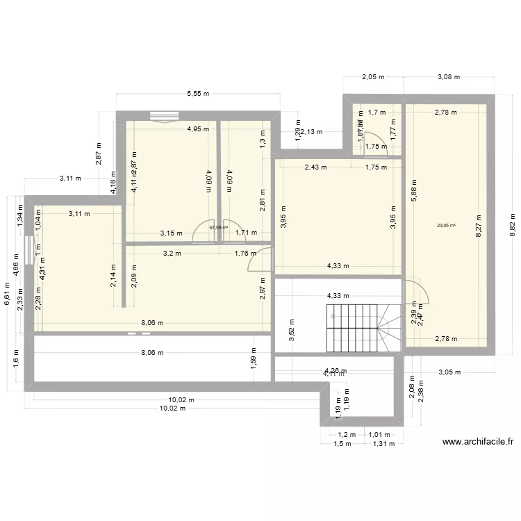Maison H&eacute;l&egrave;ne et Serge 01. Plan de 2  et 91 m²