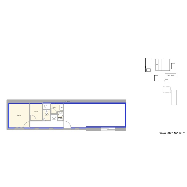 Airbnb 3.22. Plan de 5 pièces et 18 m2