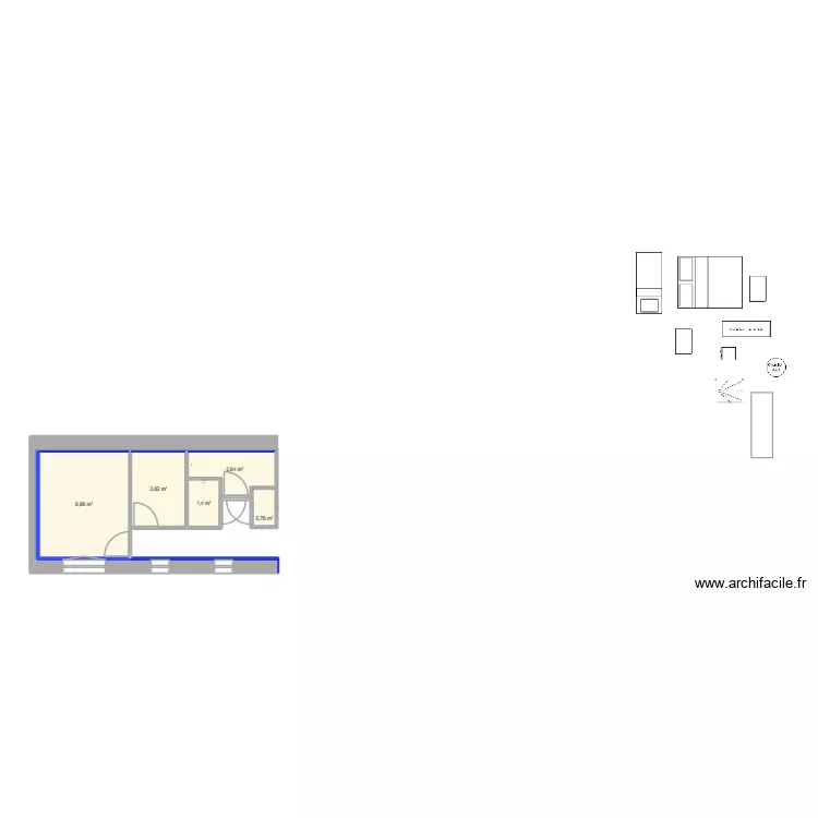 Airbnb 3.22. Plan de 5  et 18 m²