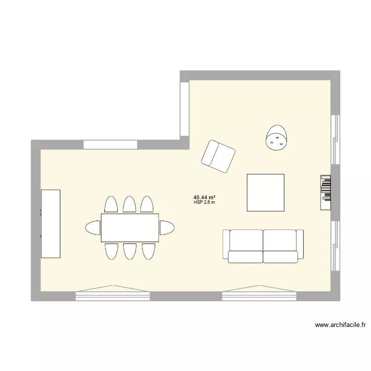SALON SAM bis. Plan de 1 pièce et 40 m²