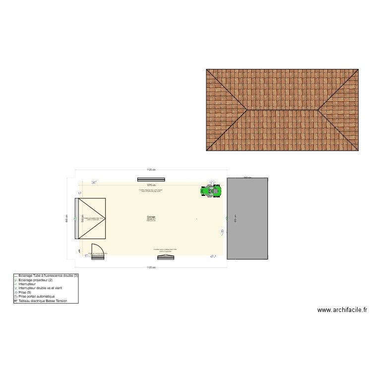Projet garage. Plan de 1 pièce et 59 m2