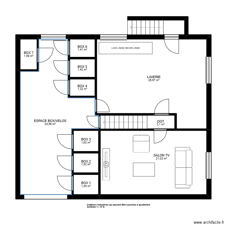 Flamand Rose S/Sol. Plan de 11 pièces et 86 m2