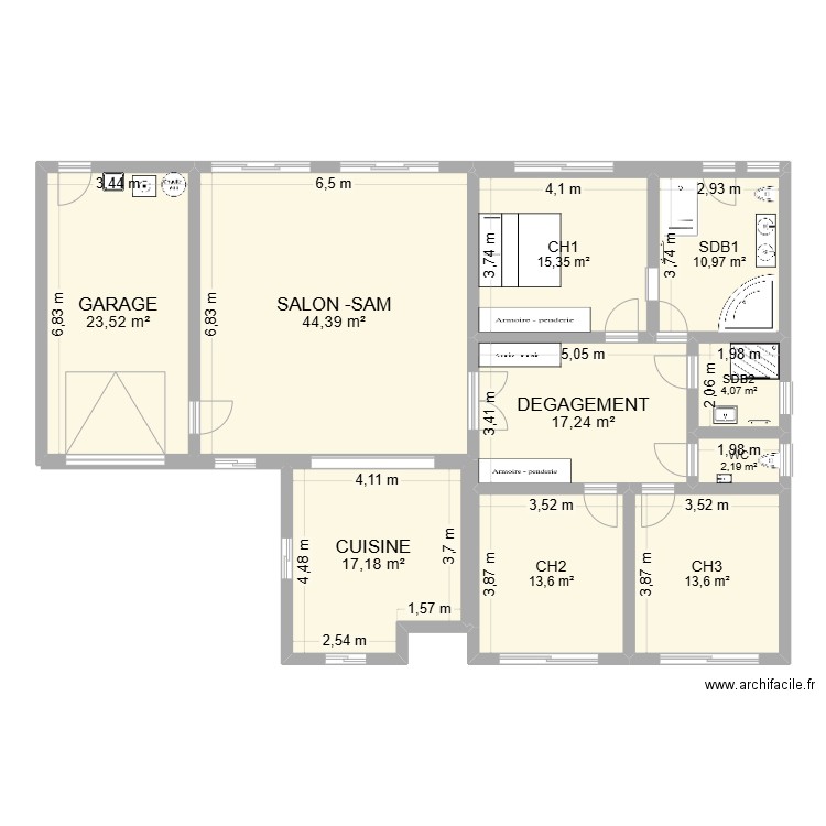 PANILLEUSE 5. Plan de 10 pièces et 162 m2