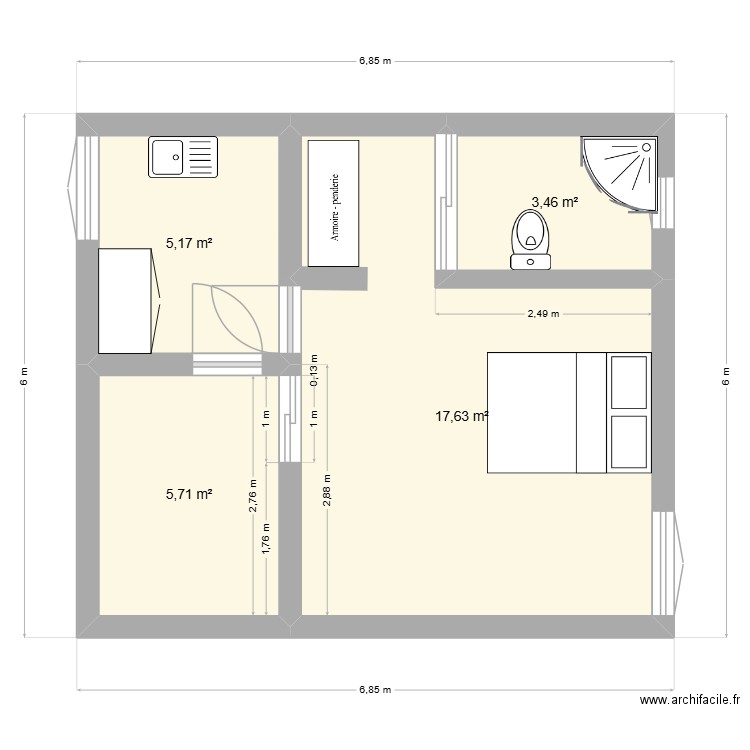125. Plan de 4 pièces et 32 m2