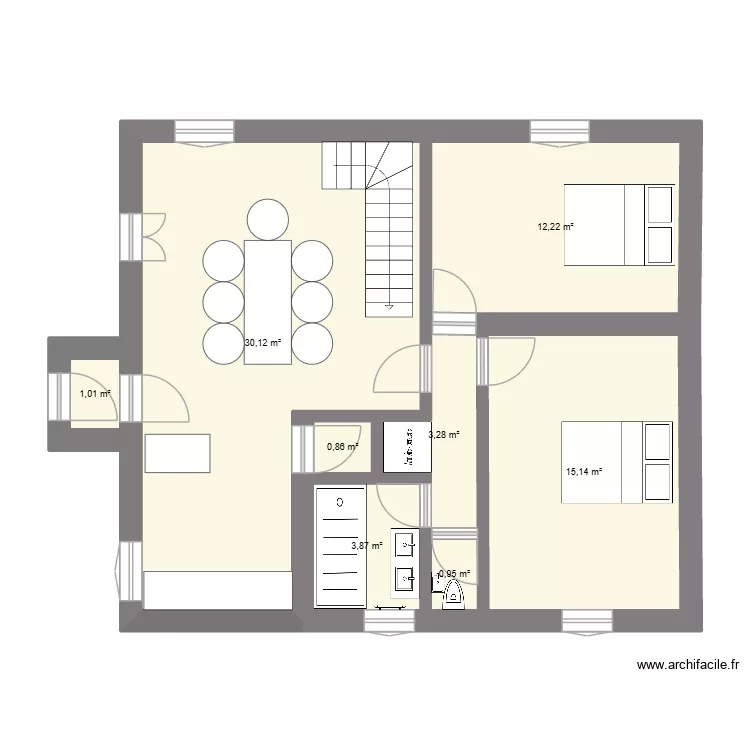 MAM2. Plan de 8 pièces et 67 m²