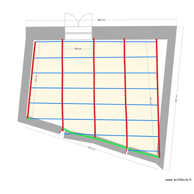 plan initial  pergolasavec barreau et rond vue de dessus. Plan de 24 pièces et 25 m2