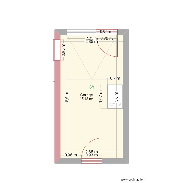 LOCAL PRO Modif Ouvertures. Plan de 2 pièces et 17 m2