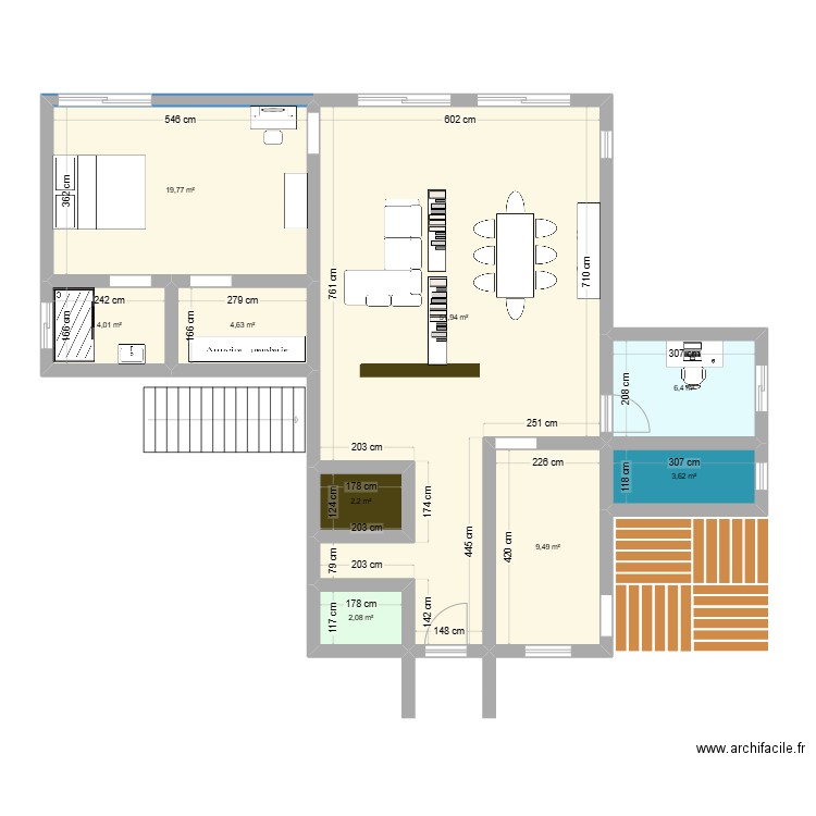 V2JC3M. Plan de 9 pièces et 104 m2