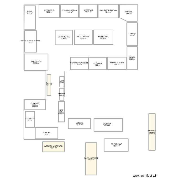 SALON DE L'INTENDANCE 2025. Plan de 29 pièces et 401 m2