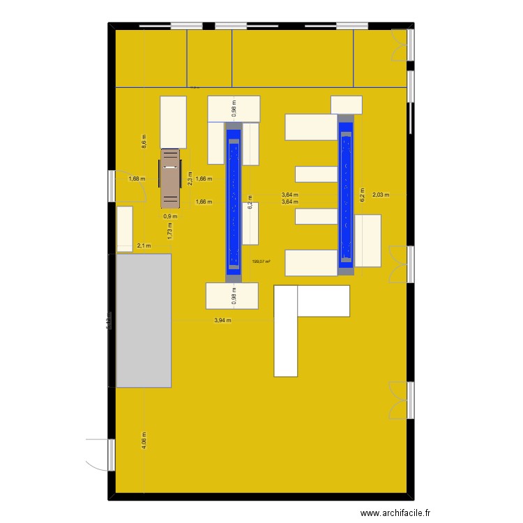 plan 1 atelier th. Plan de 1 pièce et 199 m2