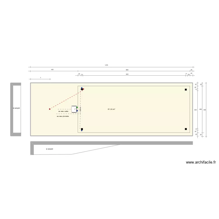 Terrasse  D&eacute;tails. Plan de 1  et 62 m²