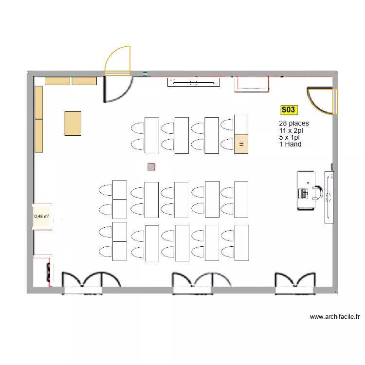 Salle 03 R+1. Plan de 1 et 0 m² Salle 03 R+1. Plan de 1 et 0 m²