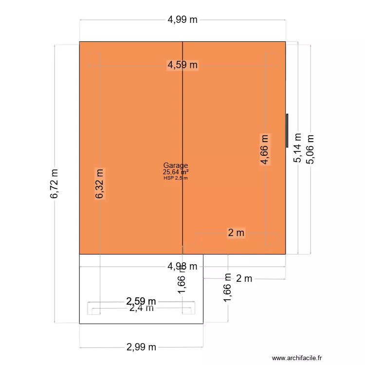GARAGE. Plan de 1  et 24 m²