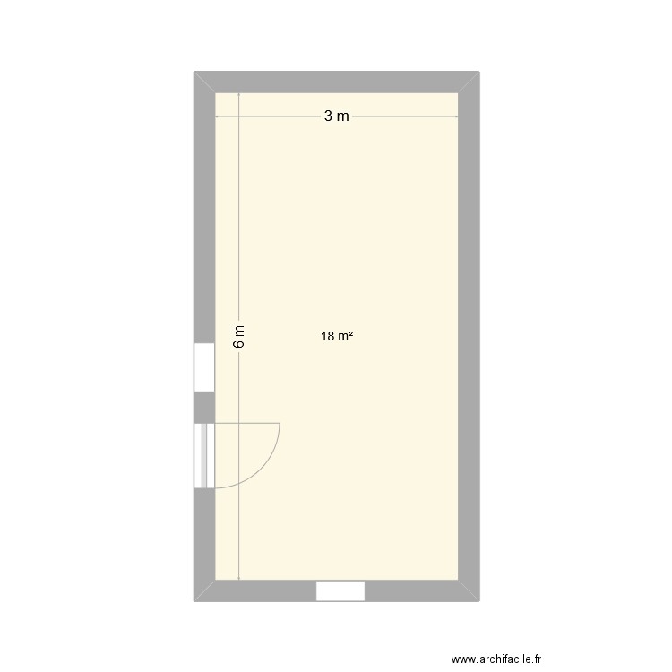 local. Plan de 1 pièce et 18 m2