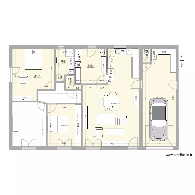 Maison au 60e 04 01 2026 17H16. Plan de 7 pièces et 120 m²