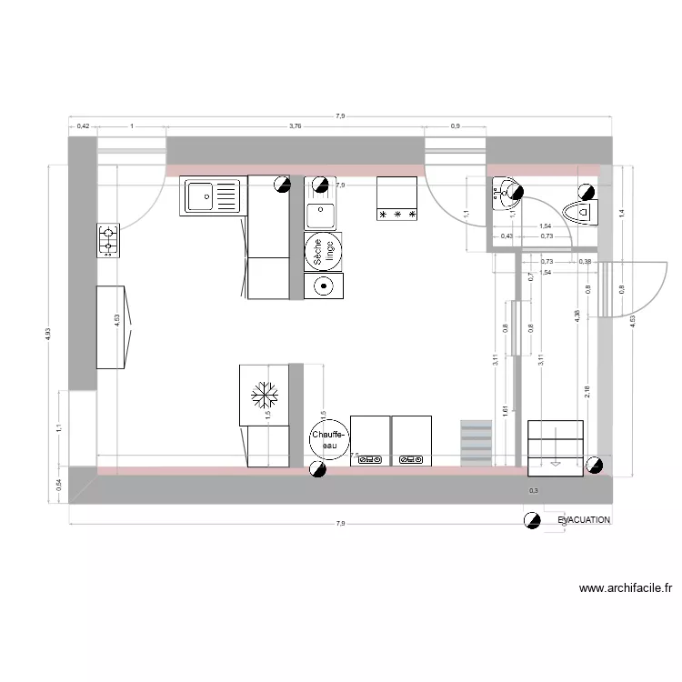 Arri&egrave;re-cuisine. Plan de 