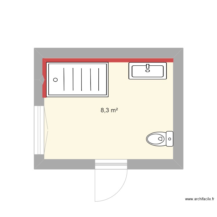 desloges. Plan de 1 pièce et 8 m2