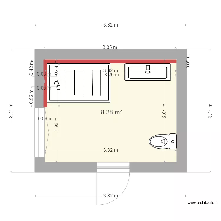 desloges. Plan de 1  et 8 m²