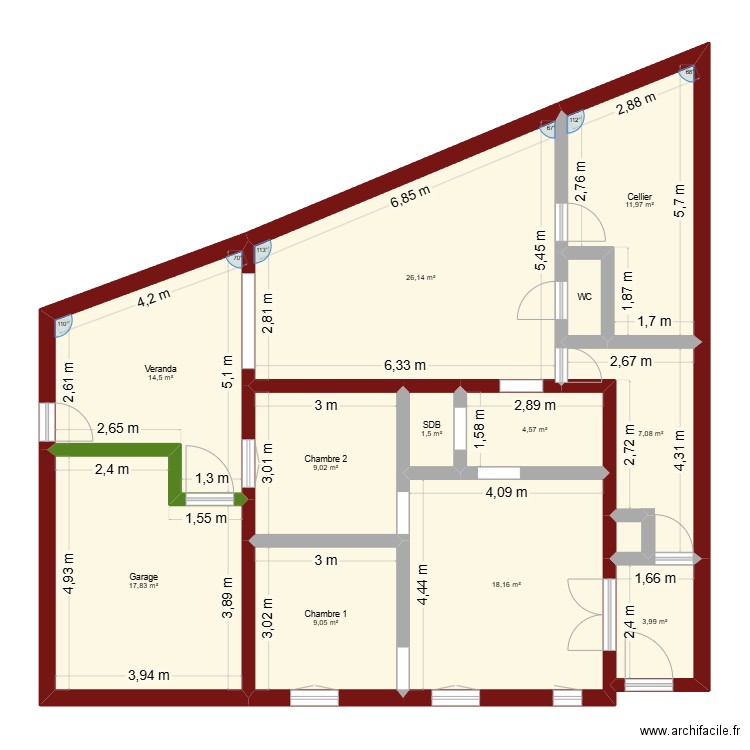 Plan n°2. Plan de 13 pièces et 125 m2