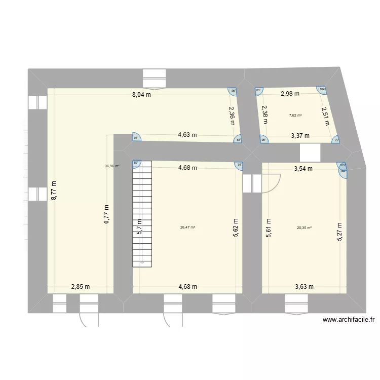 plan 2. Plan de 4  et 91 m²