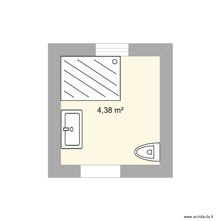 Salle de bain. Plan de 1 pièce et 4 m2