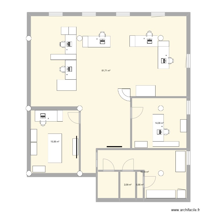 Burreau. Plan de 6 pièces et 132 m2