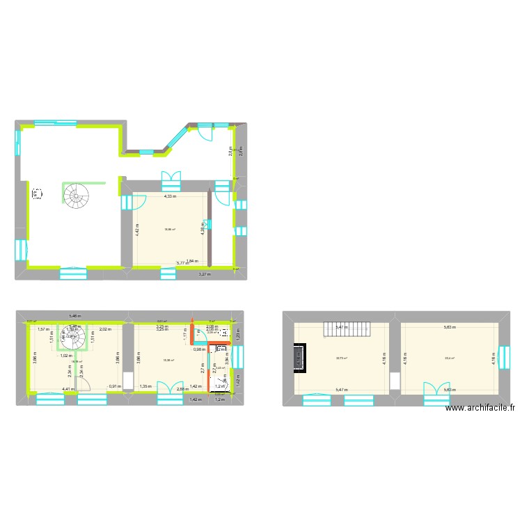 LA VACQUERIE. Plan de 17 pièces et 106 m2