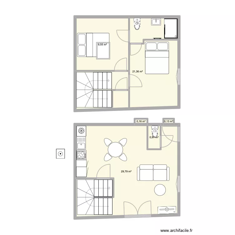 logement 2 La Roche version2. Plan de 6 et 62 m² logement 2 La Roche version2. Plan de 6 et 62 m²