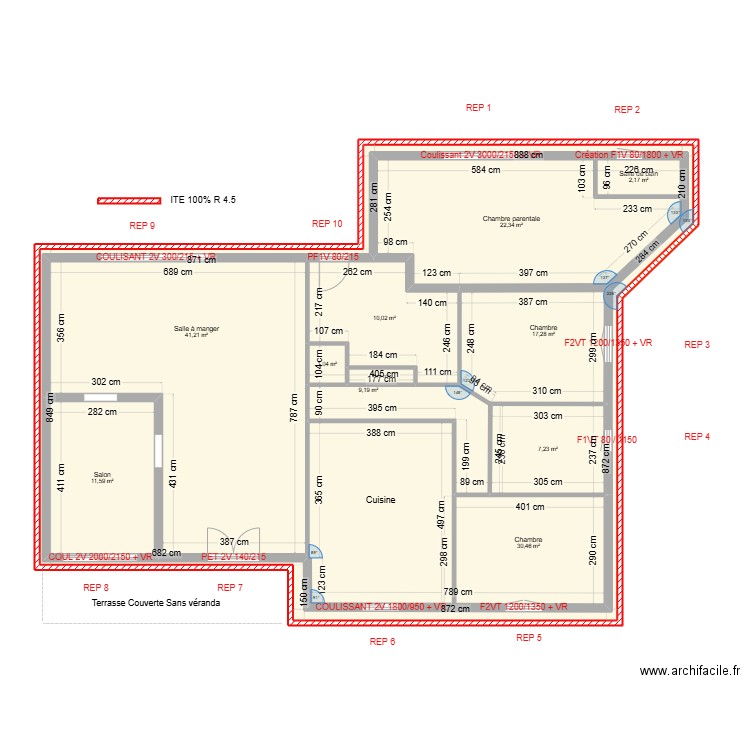 DUMAS FAUCHER RICHARD. Plan de 11 pièces et 314 m2