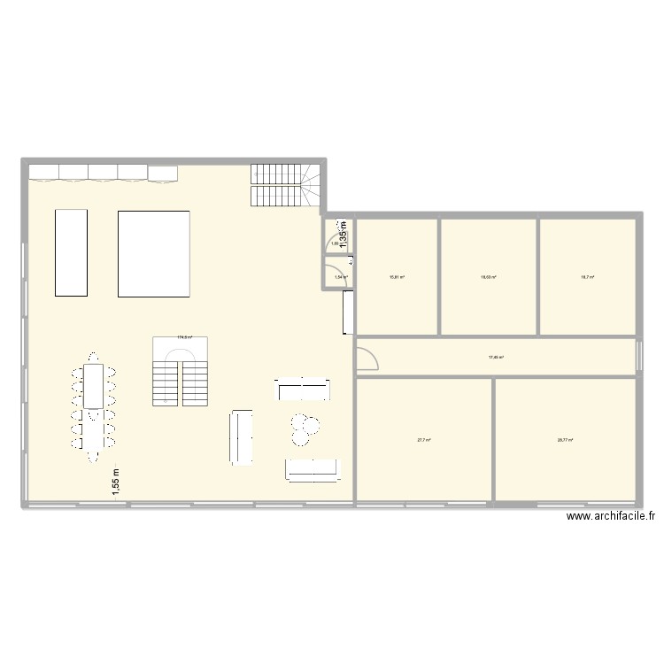 modification 4 mètres. Plan de 12 pièces et 590 m2