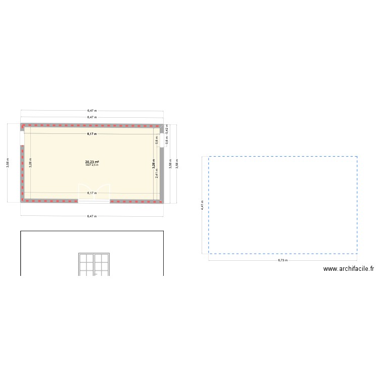 bungalow 1. Plan de 1 pièce et 20 m2