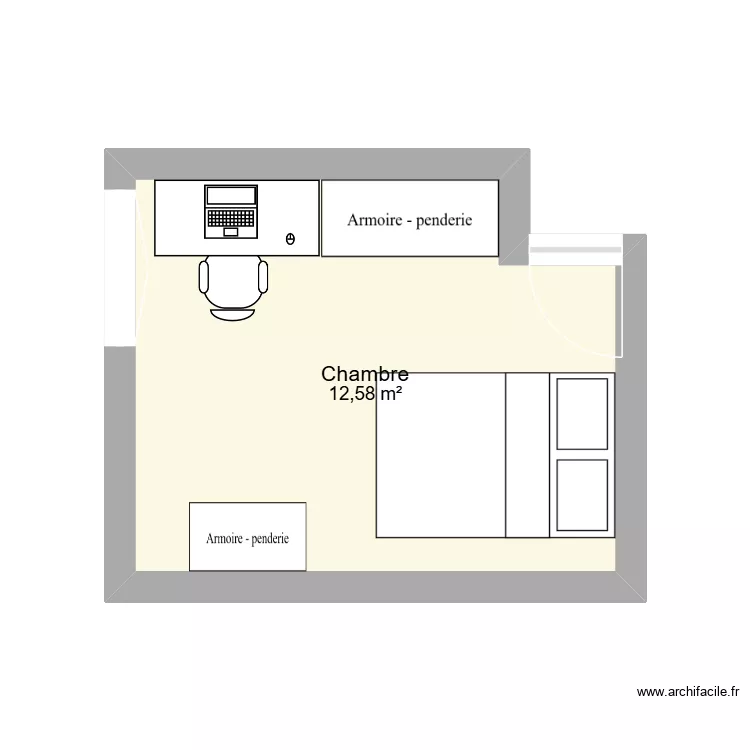 Bureau. Plan de 1  et 13 m²