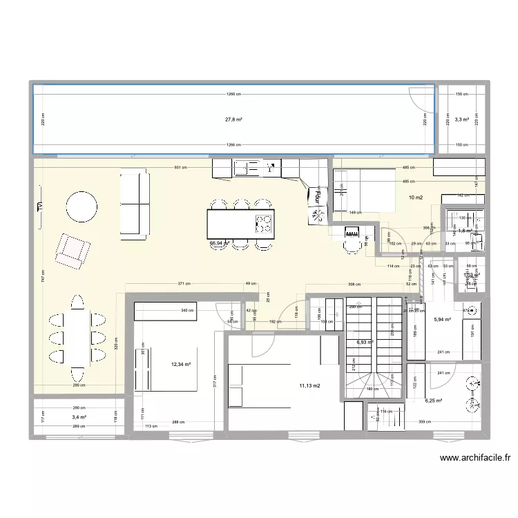 montchat 1er etage T5- am&eacute;nagement suite parentale - travaux. Plan de 