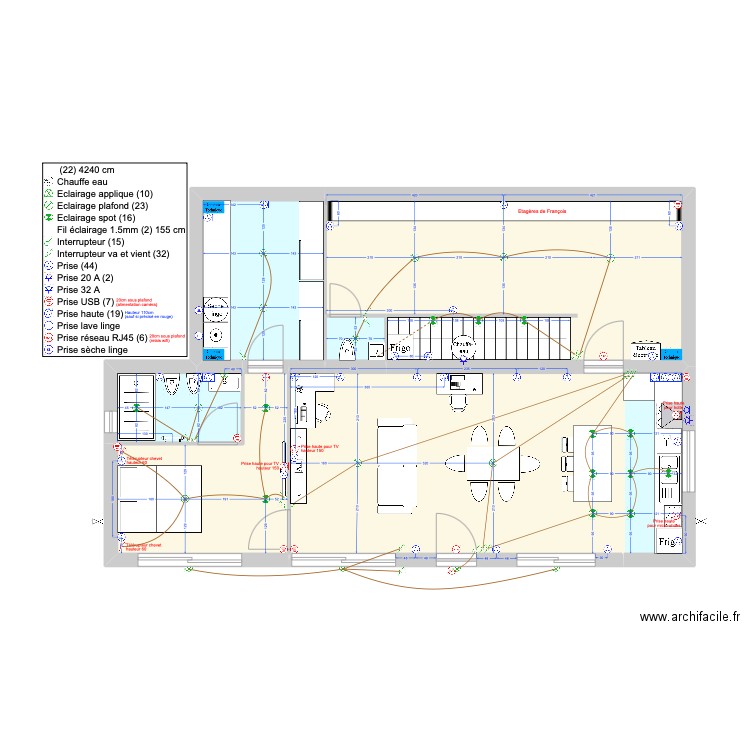 GARAVAN - Electricité v1.6. Plan de 16 pièces et 197 m2