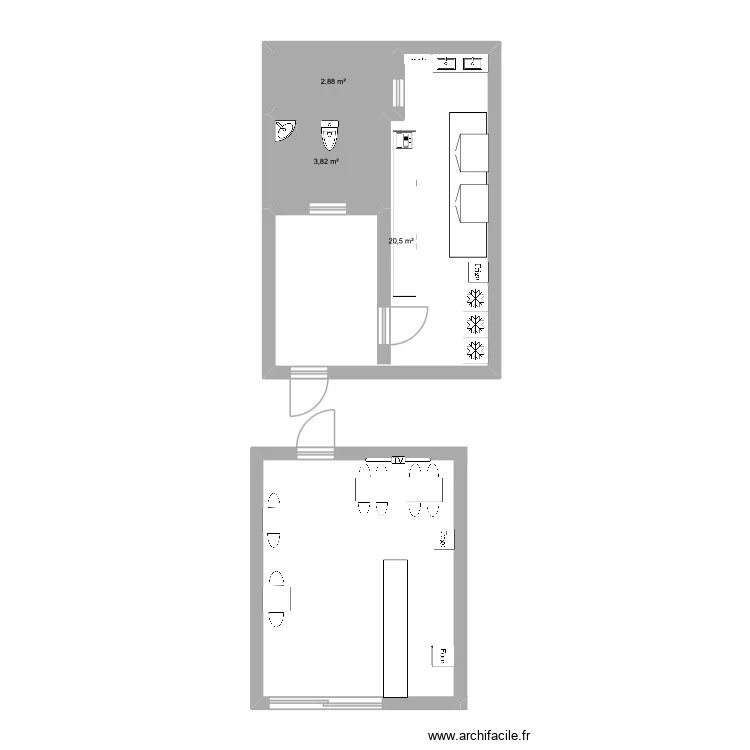 plan ADOC. Plan de 3  et 27 m²