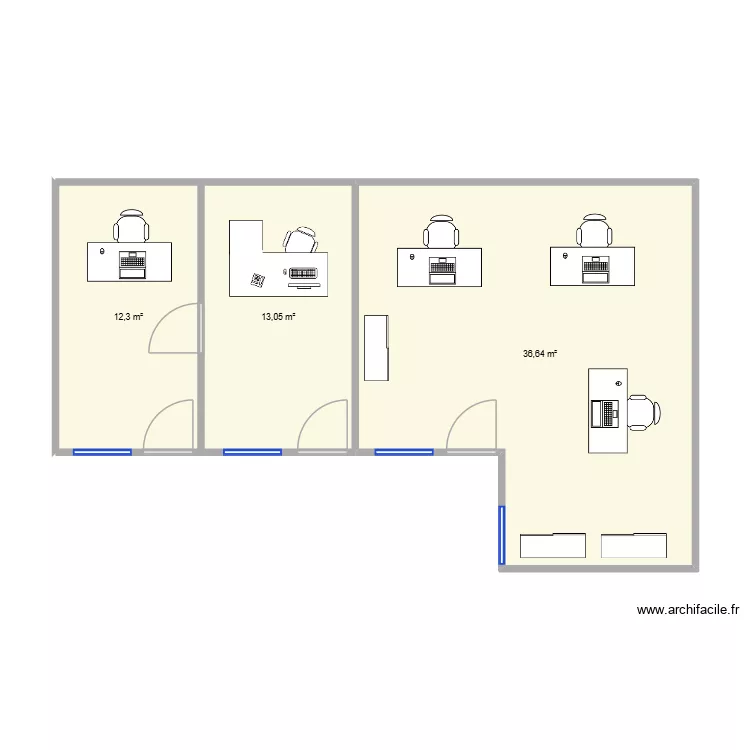 COMPTA. Plan de 3  et 62 m²