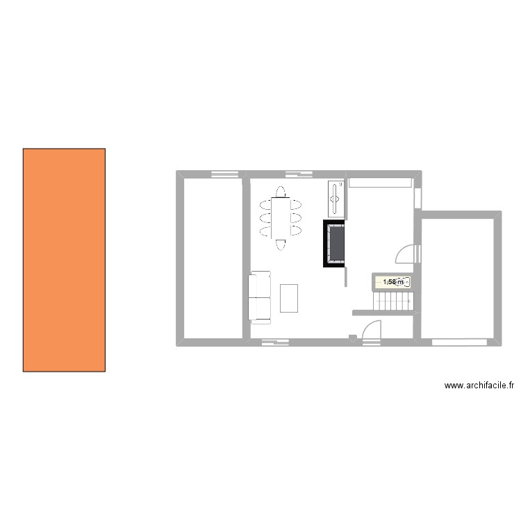 MAI2. Plan de 1 pièce et 1 m2