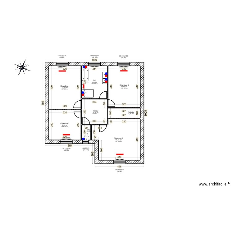 plans plomberie v3. Plan de 12 pièces et 150 m2