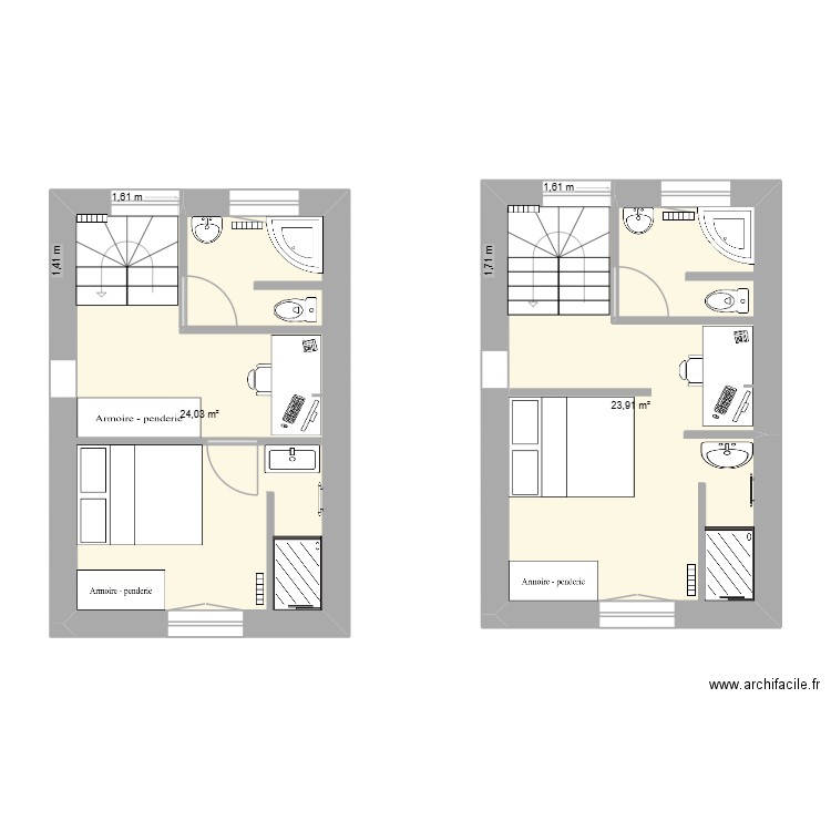 1er_etage_idees_02. Plan de 2 pièces et 48 m2