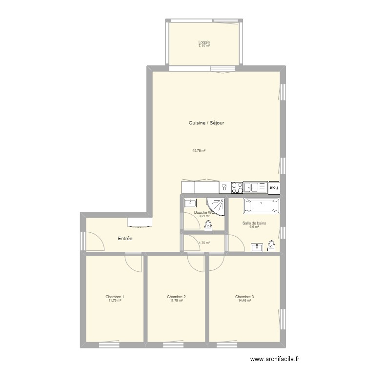 Appartement 3ème étage 4,5 pièces. Plan de 0 pièce et 0 m2