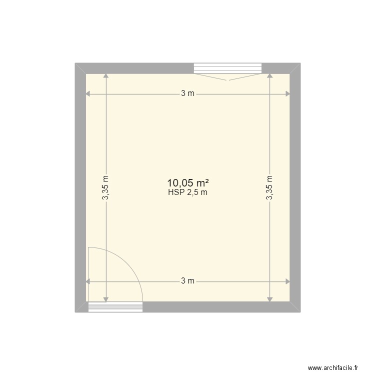 CHAMBRE 2 BUREAU. Plan de 1 pièce et 10 m2