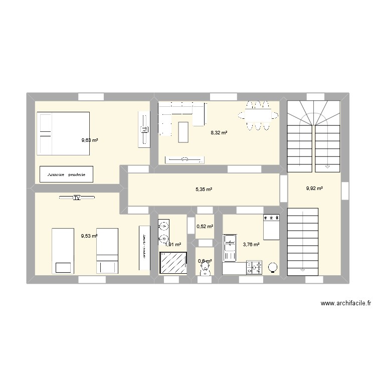 mouloud 2. Plan de 9 pièces et 50 m2
