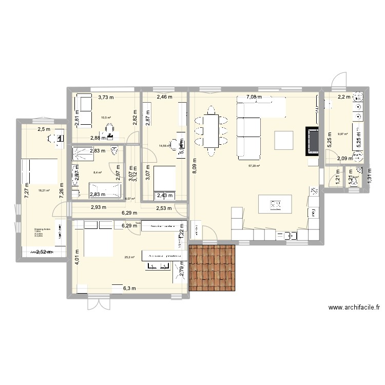 Projet v2. Plan de 9 pièces et 153 m2