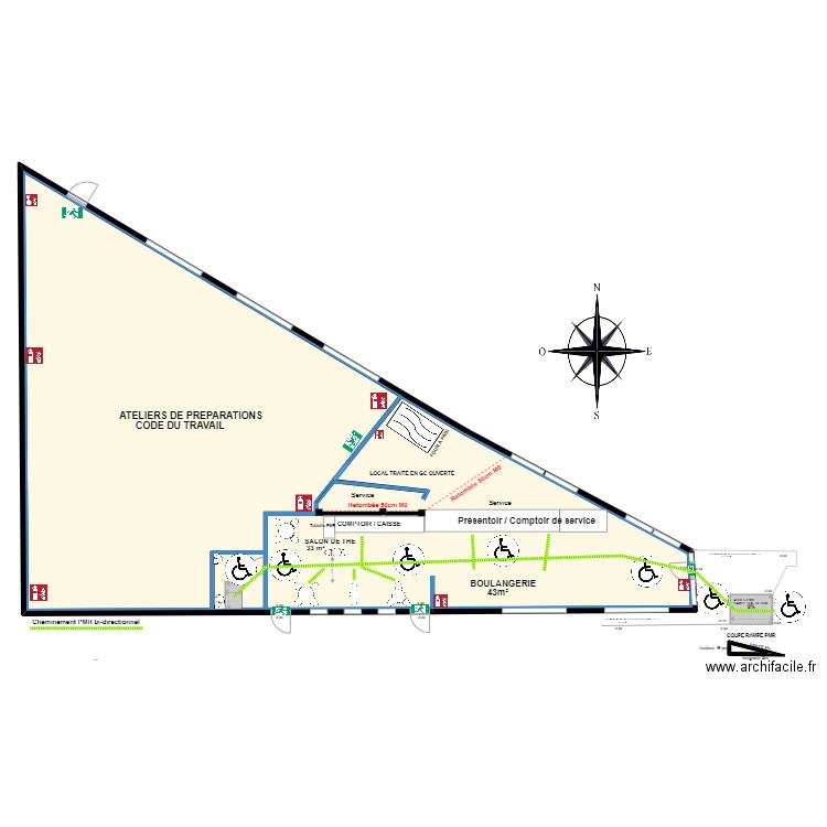 BAGUETTE DOREE PROJET. Plan de 2 pièces et 350 m2