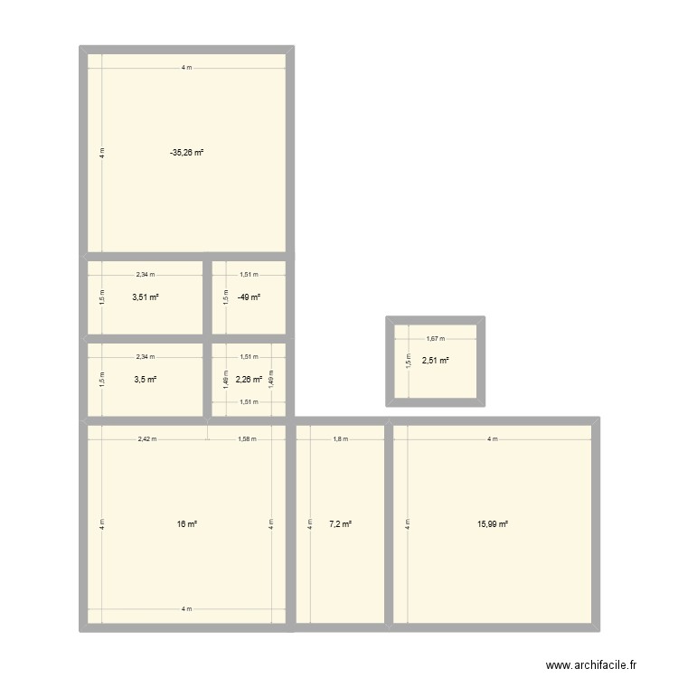 MAISON SIMPLE. Plan de 9 pièces et 69 m2